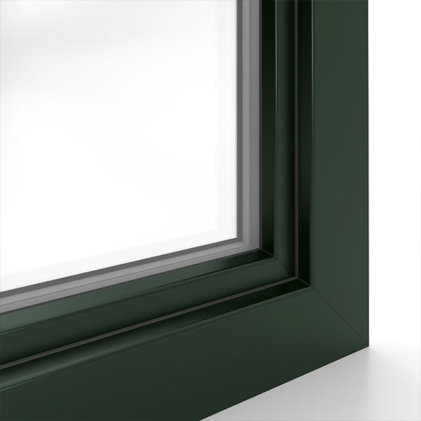 okno systemu IDEAL 7000 w kolorze Ciemno zielony