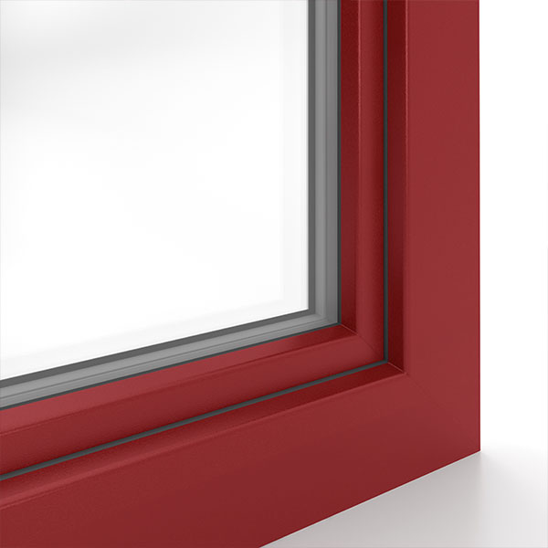 okno systemu IDEAL 7000 w kolorze Ciemny czerwony