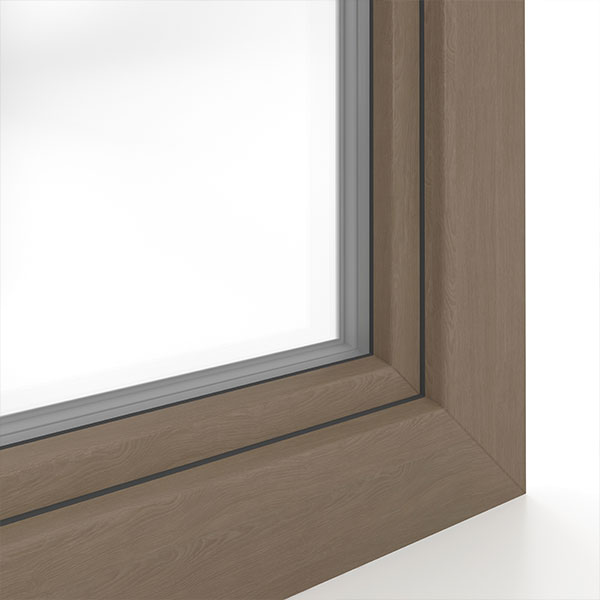 okno systemu IDEAL 7000 w kolorze Dąb sheffield brązowy